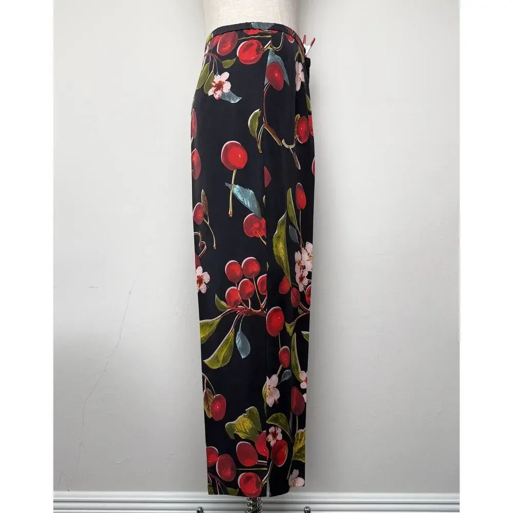 Vintage Hawaiian Kula Kula Silk Cherry Tropical Print Matching Set Summer